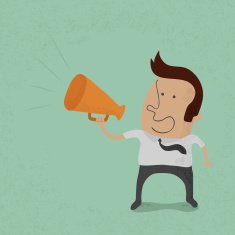 Business man cheer with a megaphone