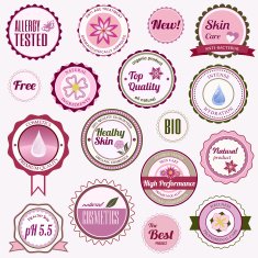 Set of cosmetic badges labels and stickers