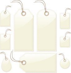 Shiny Beige Stitched Gift or Price Tags Labels Luggage ID