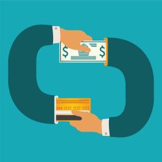 Vector illustration concept of cash and non-cash money circulation N2