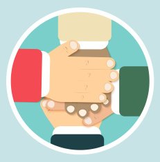 Hands team in flat design