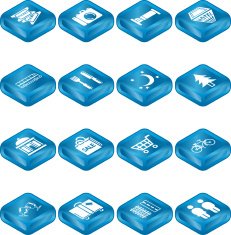 Tourist locations icon set N6