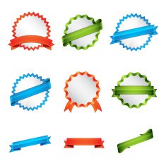 Set of badge and ribbon