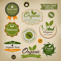 Retro styled Organic Food labels Vector