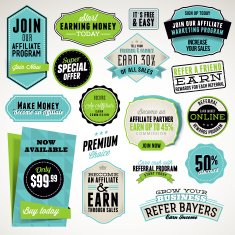 Set of affiliate and referral badges stickers