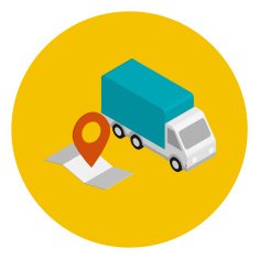 Delivery car with route map