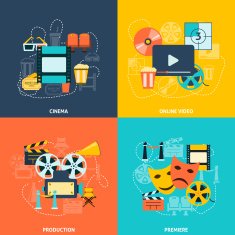 Cinema flat icons composition N2