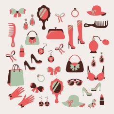 Woman accessories icons set N2
