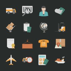 Logistics icons with black background N2