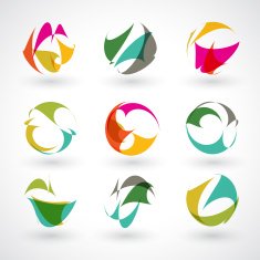 set of abstract color sign shape