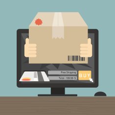 messenger sent item on online shopping concept with computer des