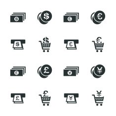 Currency Symbol Silhouette Icons