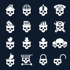 Internet icons skull set