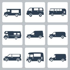 Vector vans (side view) icons set