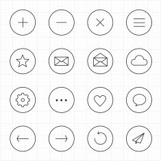 Internet web mobile with circle line icons white background
