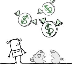 woman & broken piggy bank