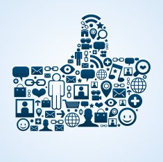 Thumb hand made of icons