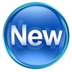 New icon blue glass isolated on white background