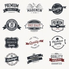 Set of vector stickers and ribbons - retro N2