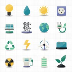 Power energy icons white background
