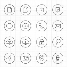 Web and Mobile with circle line icons white background