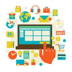Electronic commerce and various shopping symbol