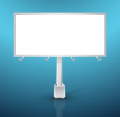 Vector white billboard on blue