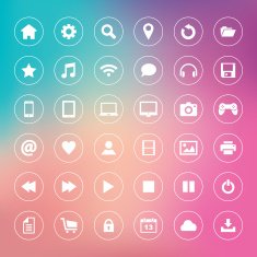 Set of web icons on colorful background N2
