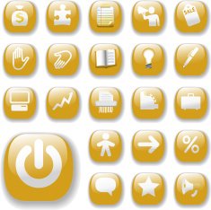 Shiny Buttons Icons Business Internet Website Gold
