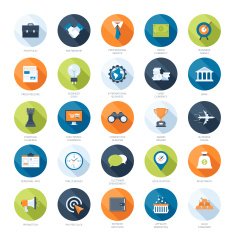 Finance icons with long shadow N2
