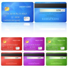 Set of realistic credit card two sides isolated N2