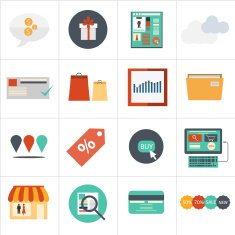 Shopping Flat icon set N3