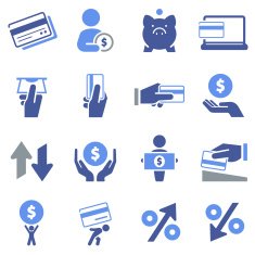 Series of illustrated money and credit icons