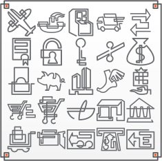 Continuous Line Icons Commerce I (Vector)
