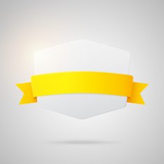 Vector paper badge with yellow silk ribbon N7