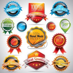 Set of labels and badges illustration with shiny styled design