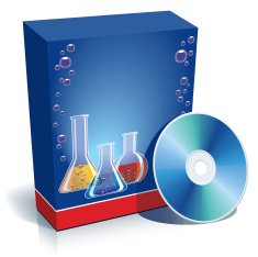 Box with laboratory glasses and CD N2