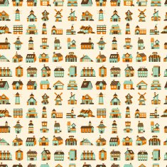 seamless retro house pattern N2