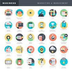 Set of flat design icons for marketing and management N2