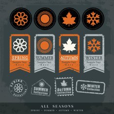 four seasons symbol vector illustration for postage stamp label tag