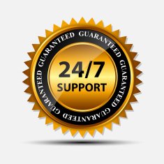 Vector 24 7 SUPPORT gold sign label template N4