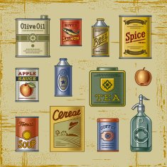 Retro grocery set N2