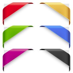 Corner ribbons vector set on white background N2