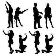Vector Silhouette Of People N440