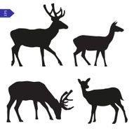 Vector silhouettes of deer