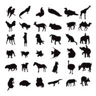 silhouette set of animals