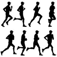Set of silhouettes Runners on sprint men N2
