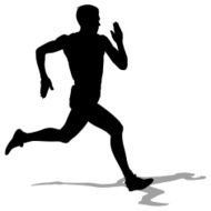 Athlete on running race silhouettes
