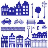 town silhouettes set