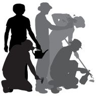 Vector silhouette of a gardener N2